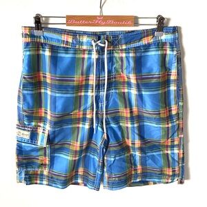 Mens Chaps Adriatic Plaid Swimming Shorts Trunks, Size M